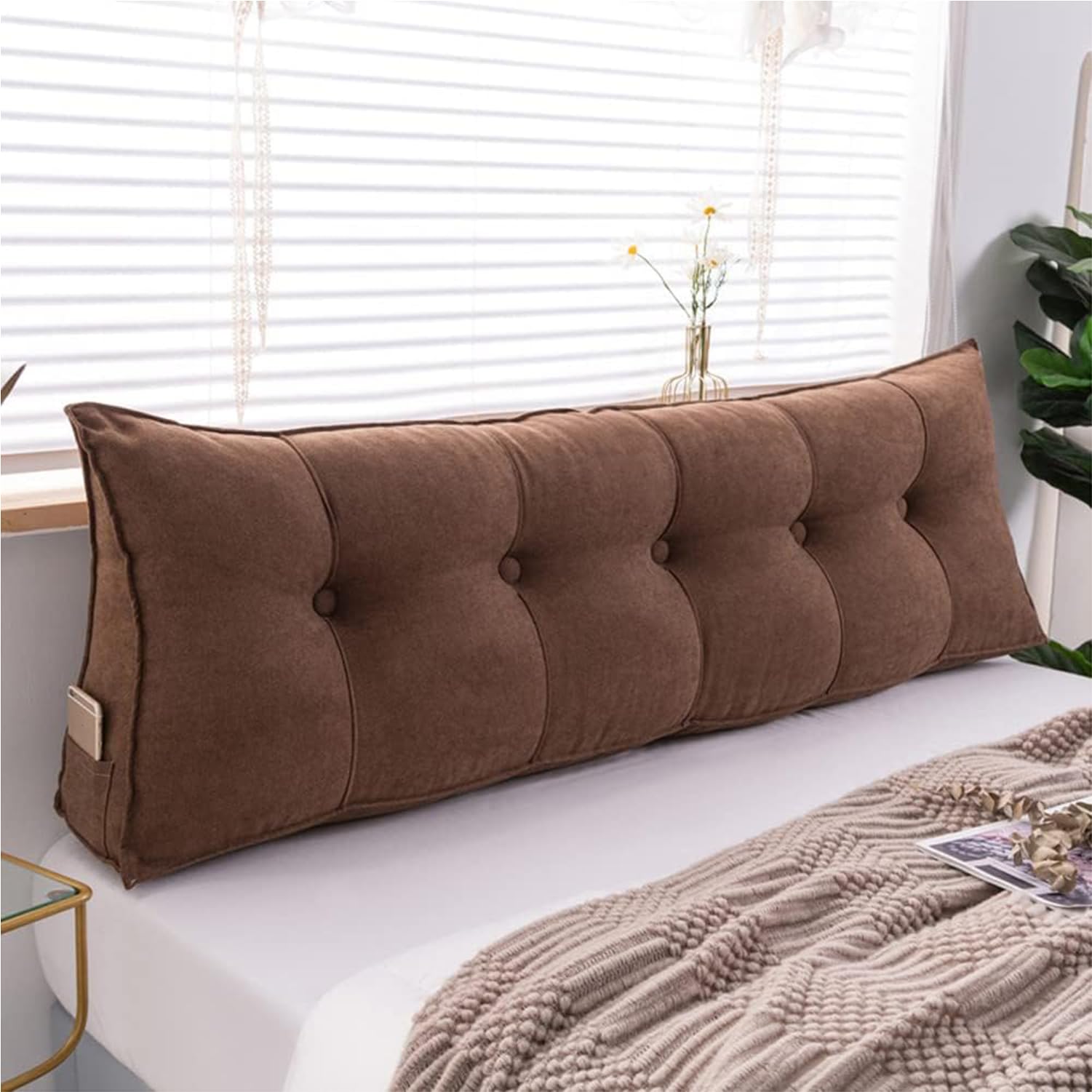 ZLZNX Bed Pillow Reading Backrest Cushion Triangular Headboard Pillow Bed Wedge Pillow Pillow with Breathable Removable,05,100x50x20cm