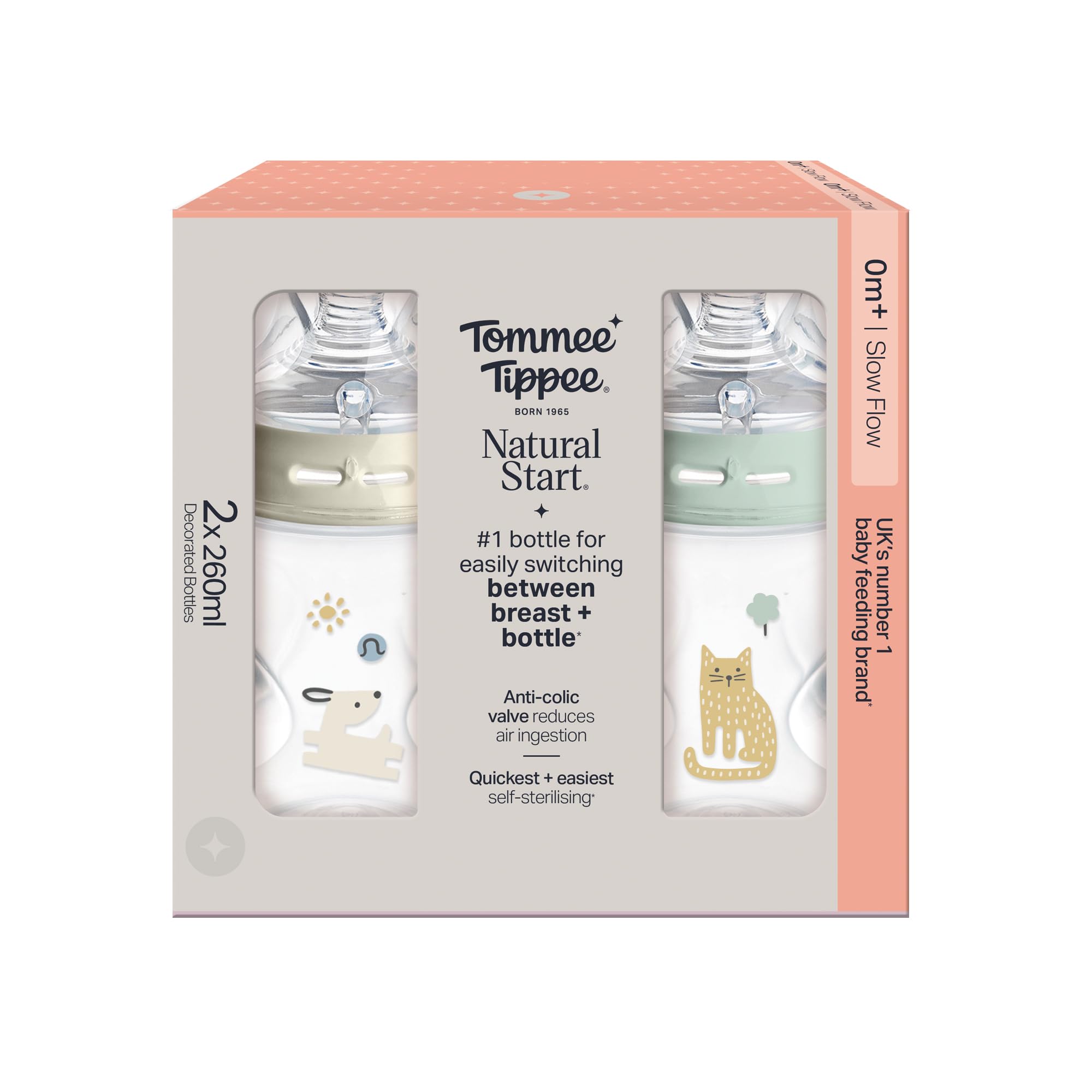 Tommee Tippee Natural Start Baby Bottles for 0m+, Pack of 2, 260ml Baby Bottles - Image 2