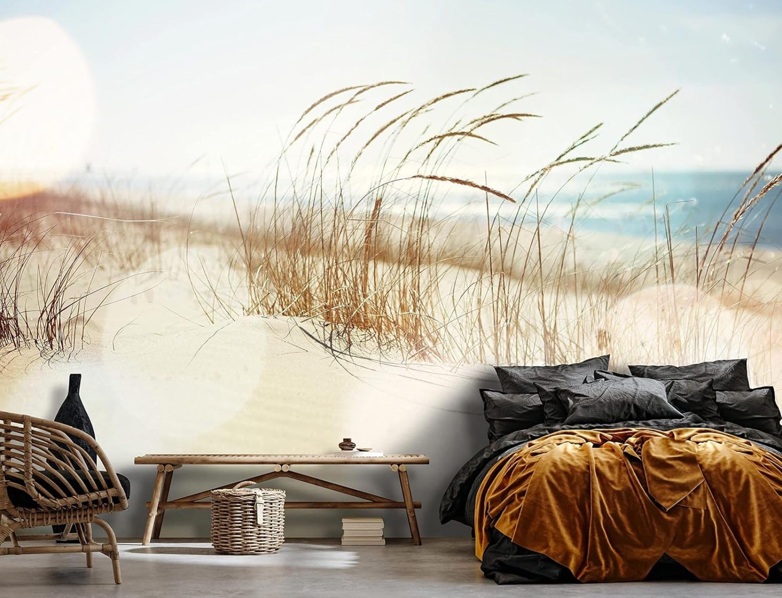 Kfjhgbdshhj 3D Mural Photo Mural-Wallpaper Beach And Sea Landscape Dunes Baltic Sea - For Living Room Bedroom - 3D,200Cmx140cm Poster - Wall Sticker - Frameless Picture