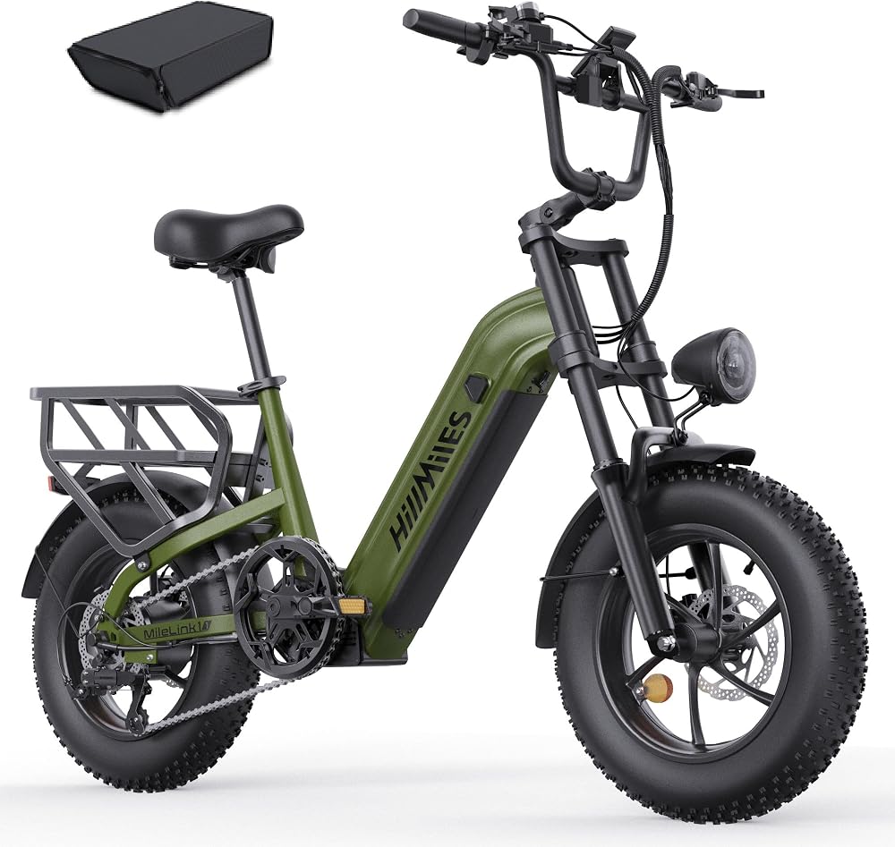HillMiles Vélo Électrique Adulte, Autonomie120/250km,1968Wh,Charge150 kg | Fourche Suspendue à Double Té, Double Frein Hydraulique à Disque,Ebike Avec 1/ 2 Batteries ,7 Vitesses,Pneus Larges16*4"