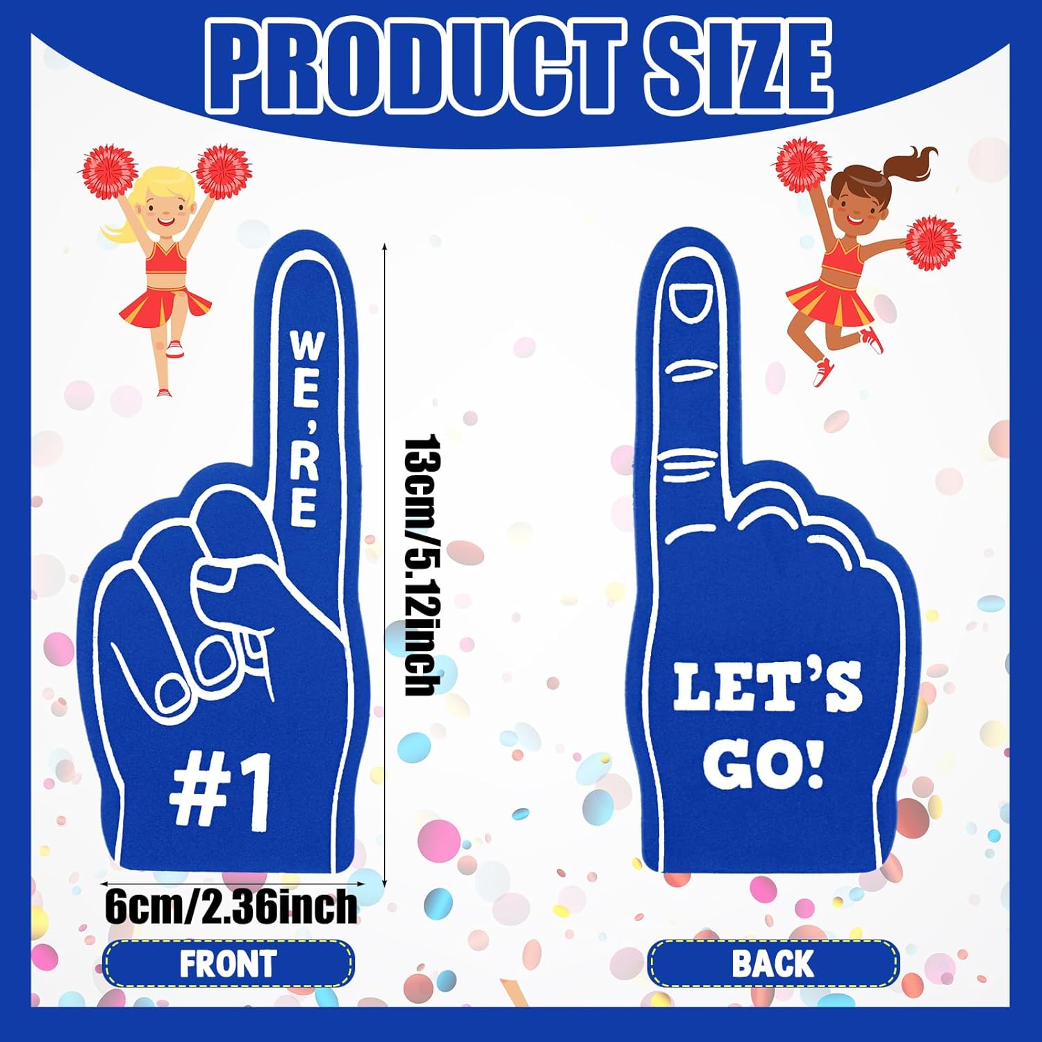 48 piezas de mini dedos de espuma 1 Thunder Sticks Fan Foam Finger