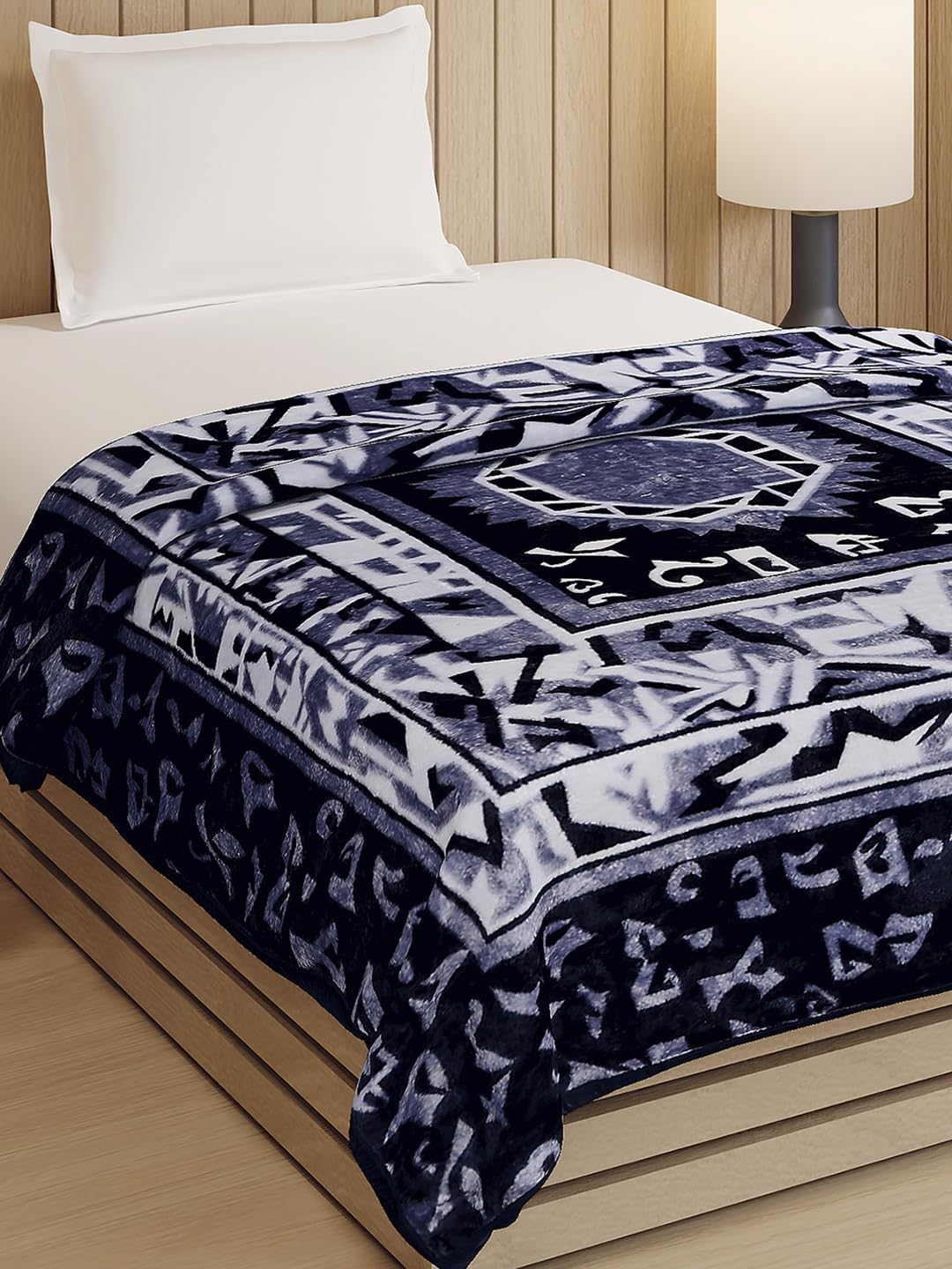 Monte Carlo Double Bed Winter Blanket Relations PVC 144 GSM 1 Ply 1 Blanket (160 CM X 220 CM) Blue-image-48