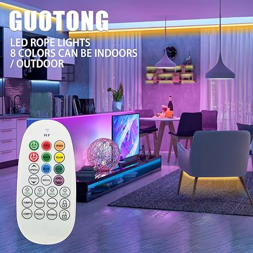 Miniatura 3 de Tira de luces LED de 50 pies (15 m), kit de iluminación regulable, flexible, de 450 LED RGB, 110 V, impermeable, con conectores macho y hembra,