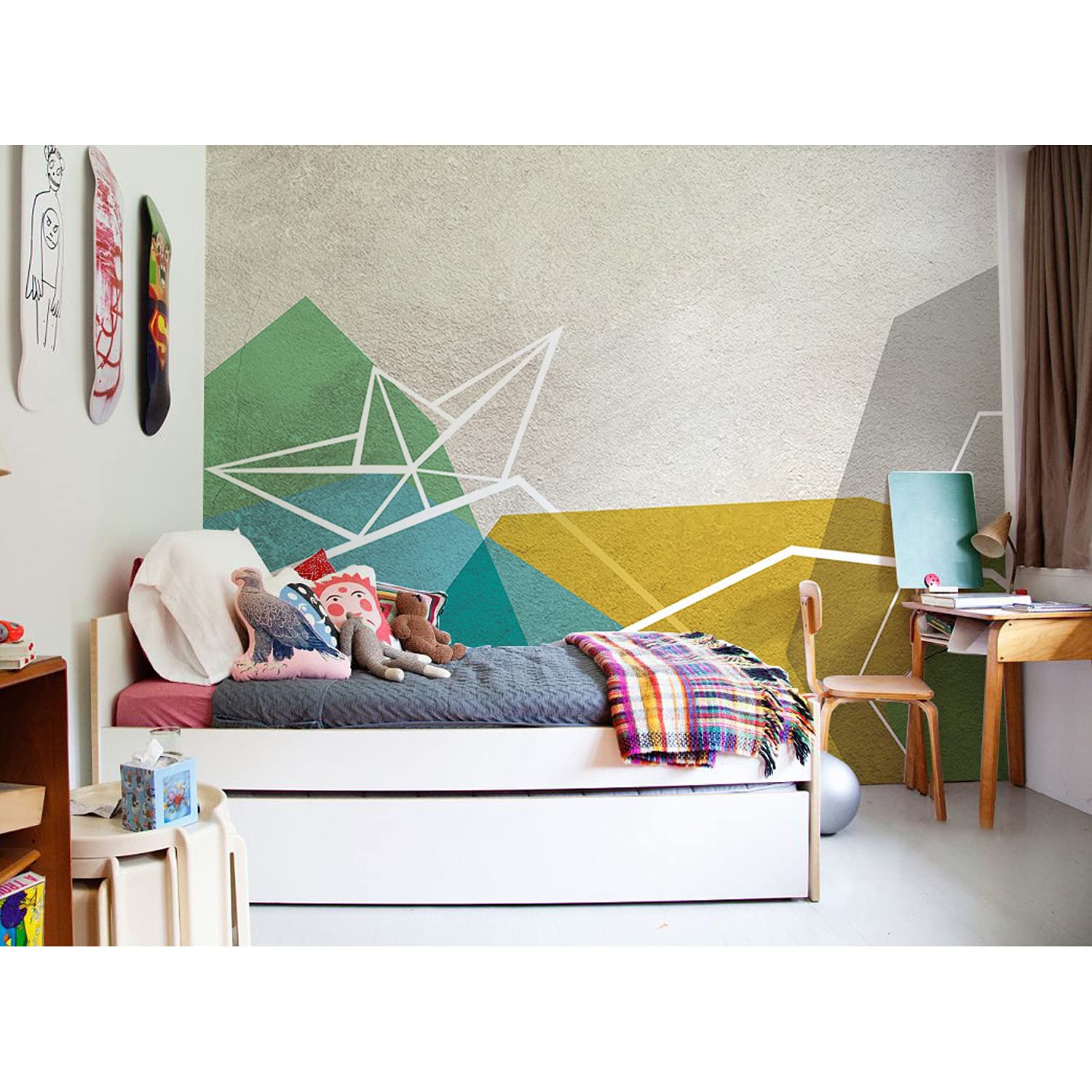 Papier peint origami chiffres géométriques 104x70 pour meuble et revêtement mural