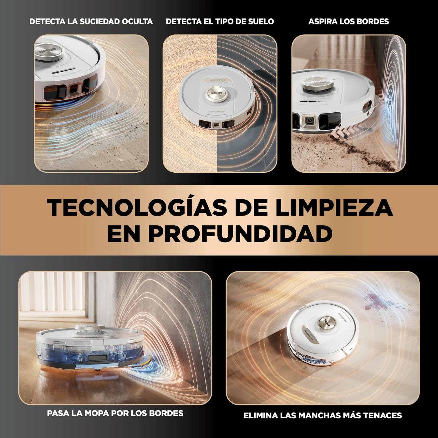 Shark PowerDetect, Robot Aspirador y Mopa 2 en 1, Blanco, AV2800ZEEUWH | Base NeverTouch Pro con Limpieza, Carga y Vaciado Automáticos, 60 Días, Navegación 3D y LiDAR, NeverStuck, Wifi/app