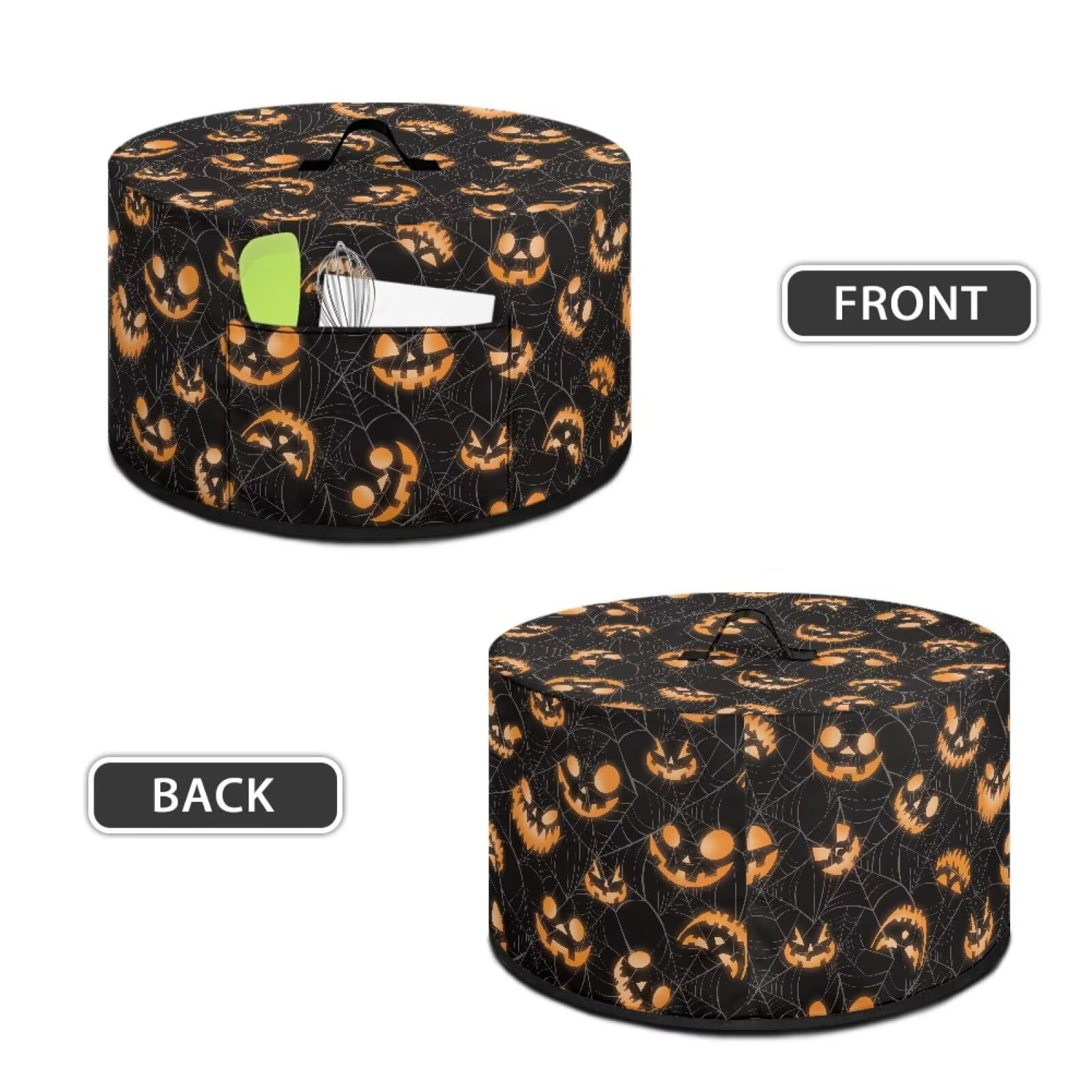 Freewander Halloween Pumpkin Slow Cooker Cover with Pocket Kitchen Accessories Washable Stain Resistant Kitchen Appliance Covers, Spider Web Print Halloween Decor