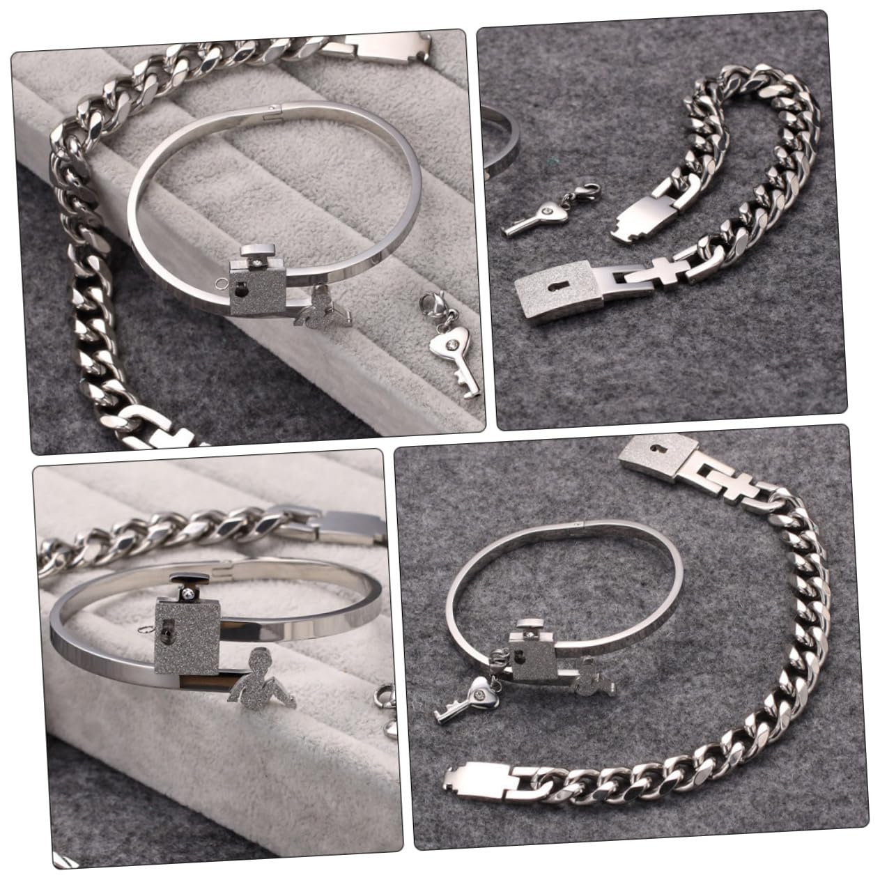 SHERCHPRY 3pares Pulsera Inoxidable Candado Para Parejas Joyería De Moda Para Mujeres y Hombres Día De San Valentín o