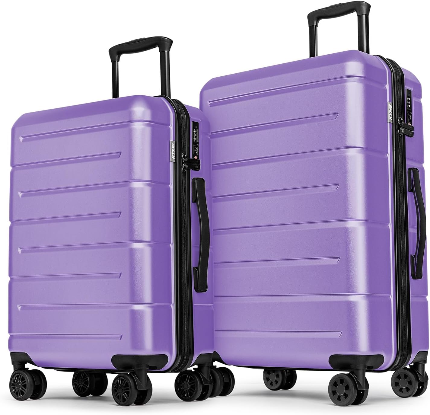KYME Luggage Sets 2 Piece Suitcase Set Hardshell 20 inch/24 inch Luggage with Spinner Wheels Hardside PC+ABS Checked Medium Suitcase with TSA Lock for Women Lt Purple