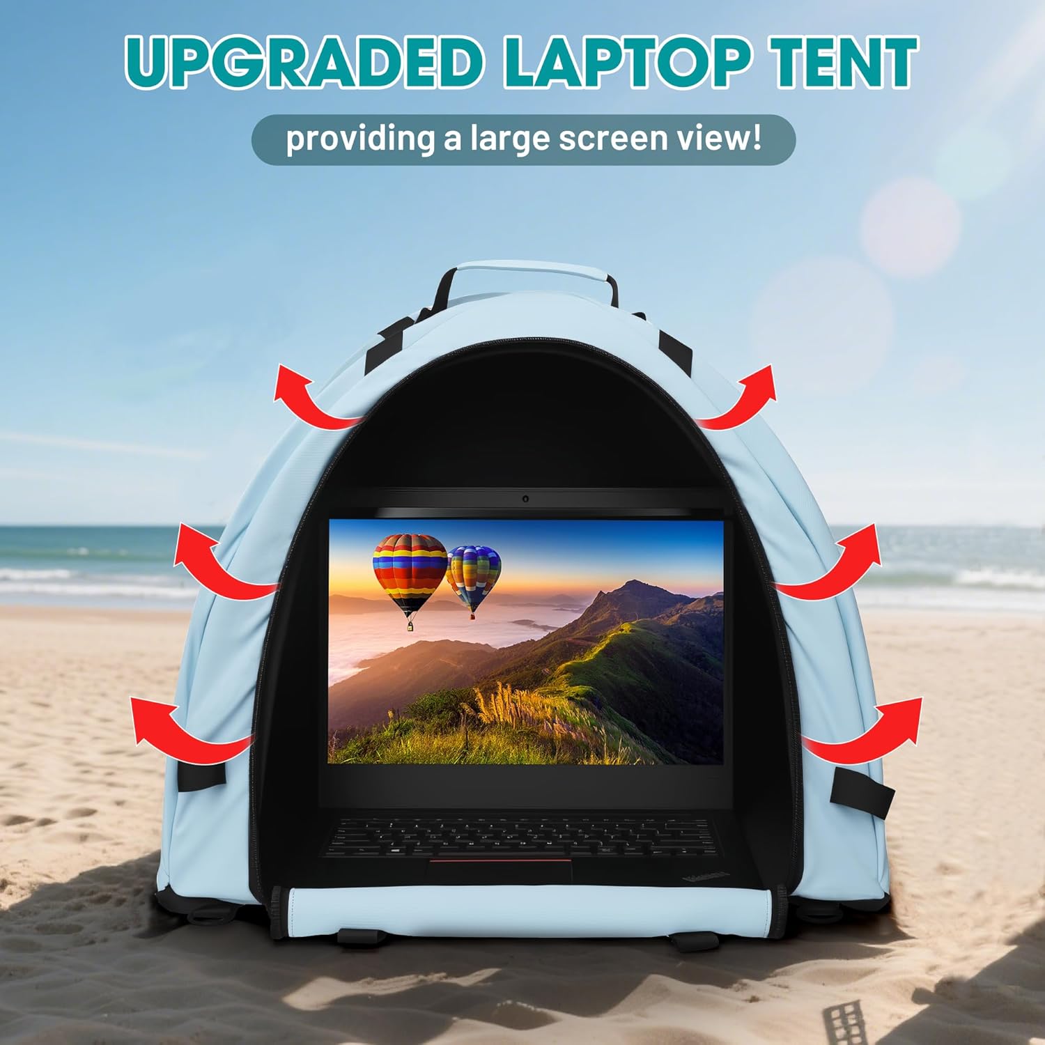 Portable Laptop Sun Shade Foldable Laptop Tent for Working Outside Computer Privacy Hood Heat & UV Reflective Waterproof Fabric Laptop Shade Fits for Universal Computer 16inch Notebook MacBook