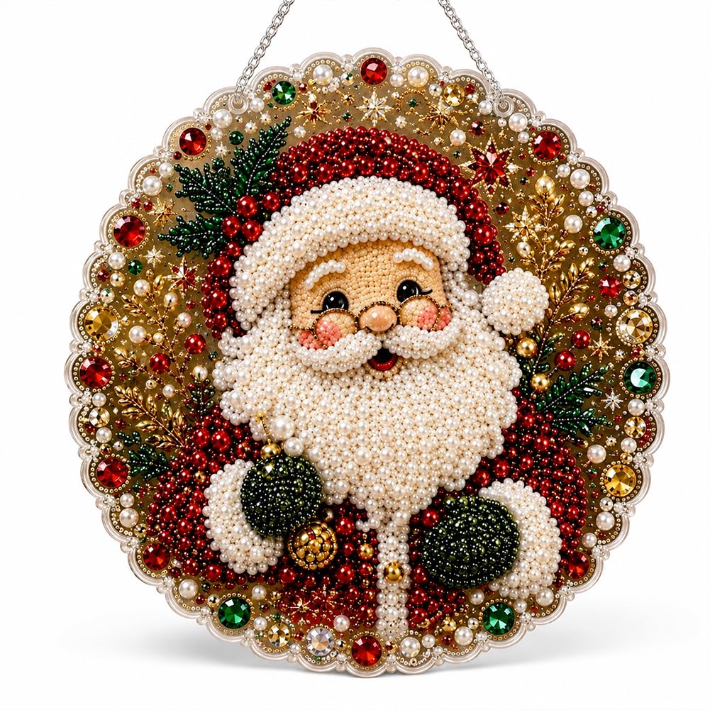 Christmas Pearl Diamond Art Kit, 9.9in Acrylic Suncatcher