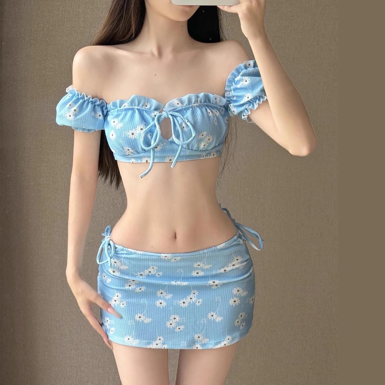 Women Push Up Bathing Suit Flower Printed Swimwear 3 Pcs Swimsuit with Beach Coverup Female Swimming Costume Set Womens