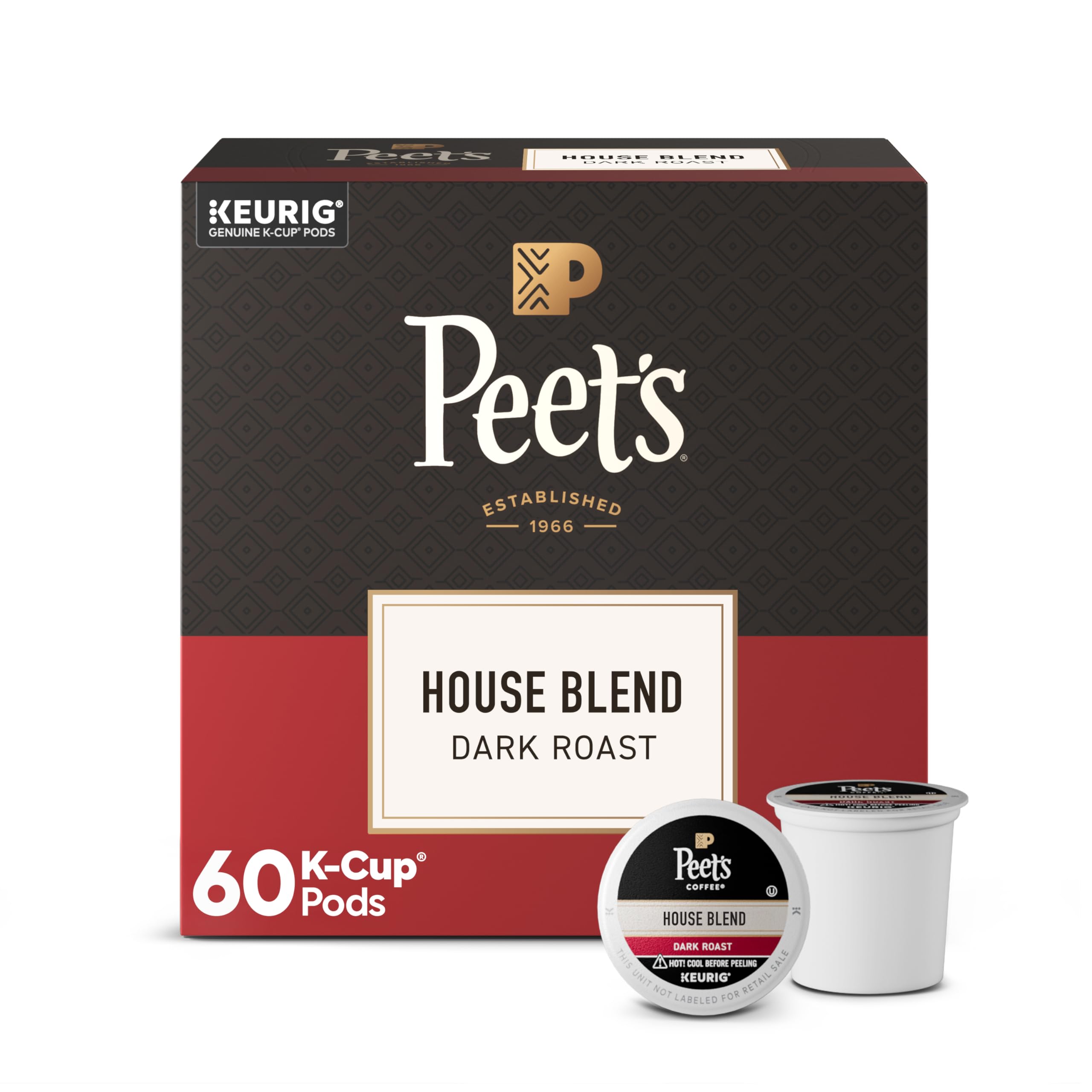 Amazon.com: Peet's Coffee, Dark Roast Keurig K-Cup Pods, 100% Arabica Coffee  - House Blend 60 Count (6 Boxes of 10 K-Cup Pods) : Grocery & Gourmet Food