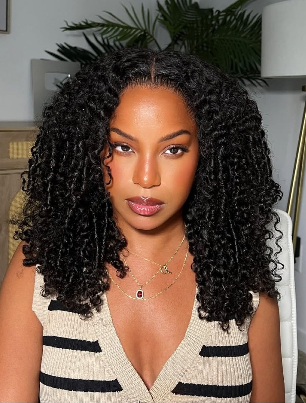 Burmese Curly Half Wigs Human Hair Glueless Flip Over Half Wigs Wear Go Drawstring Wigs For Black Women Beginner Friendly No Glue No Sew 180% Density 22inch Natural Black