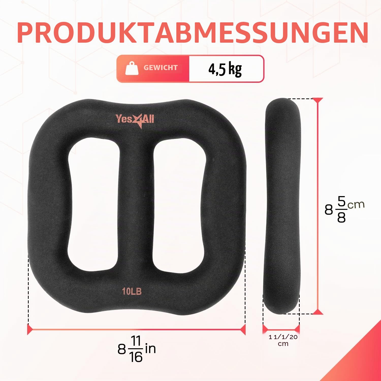 Yes4All 3-in-1 Multifunktionale Neopren-Hantel/Mehrzweck-Hantel mit festem Kern, ergonomische Kurve, Schwarz