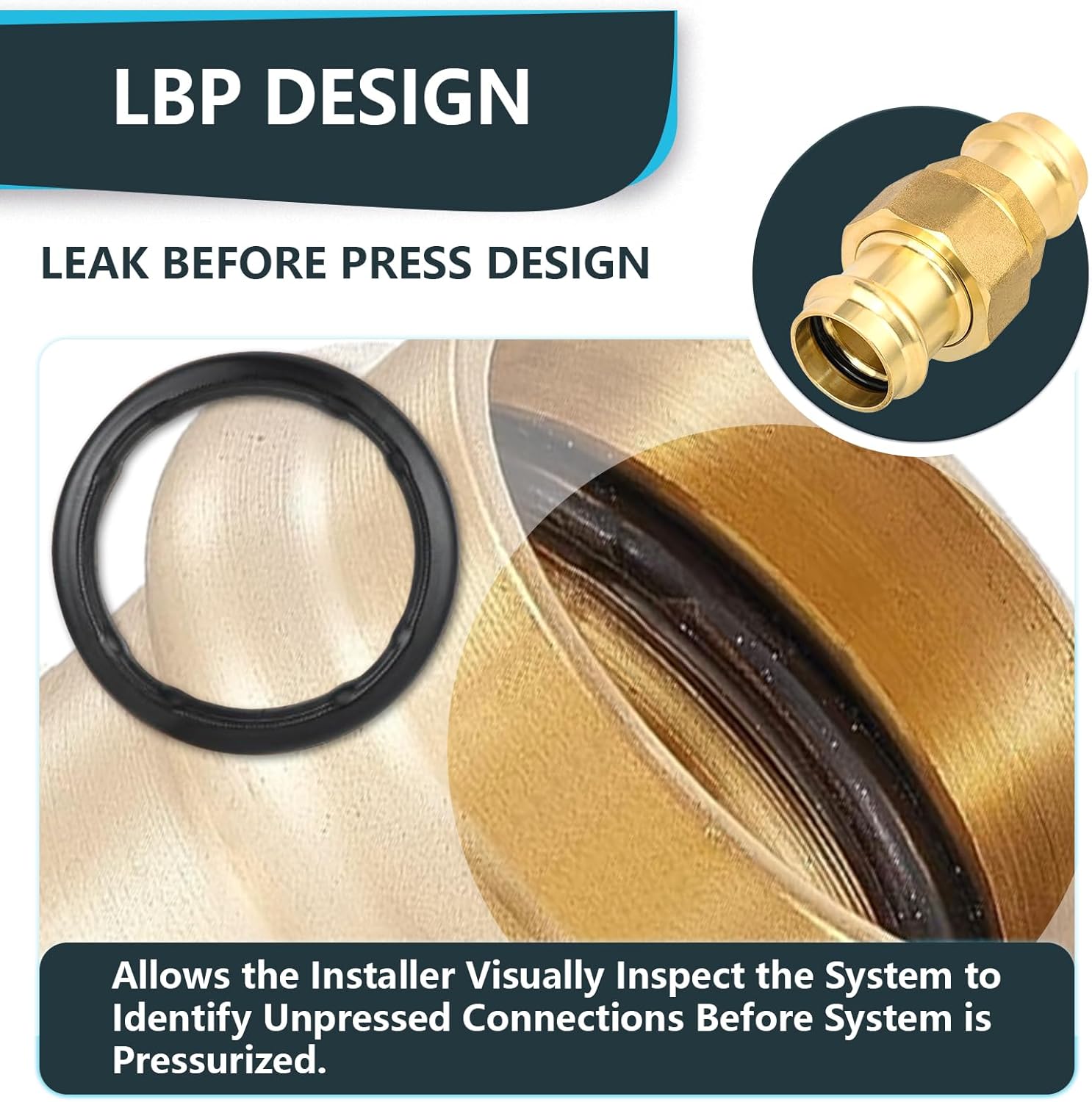 (Pack of 1) Seelink 1-inch Copper Press Union Fitting, Brass Construction Fitting for Copper Pipe Connection