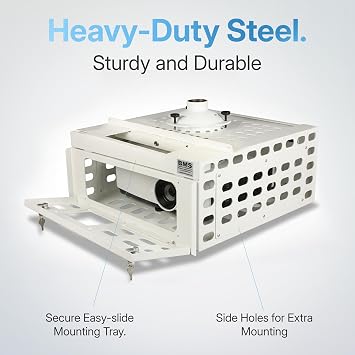 LocDown Medium Locking Projector Cage, Holds Up to 200Ibs Heavy Duty Projector Cage, Steel Security Enclosure with Key Lock, Protective Housing for Ceiling Mounted Projectors, Multiple Sizes