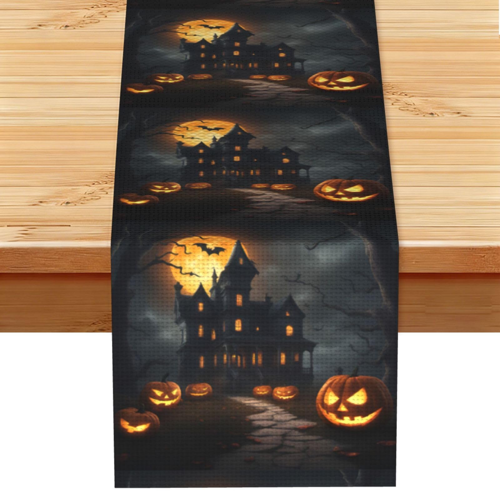 Halloween Horror Vintage Style Table Runner 13x72in, Soft Printed Centerpieces for Tables, Kitchen, Countertops & Dining Area Home Decor