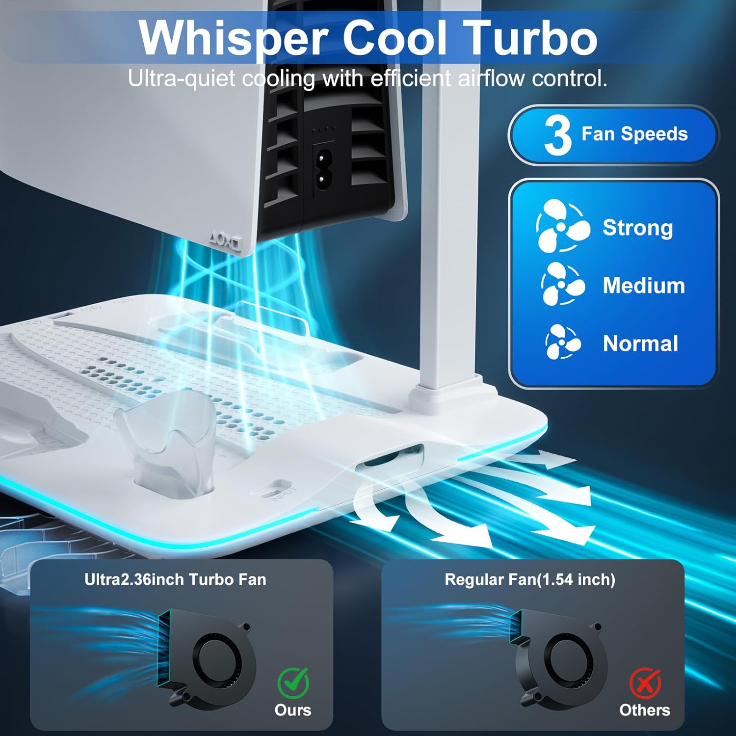 Cooling Station for PS5 Slim & PlayStation 5 Pro Console,Headset Holder PS5 Accessories Dual Controller Charging Station for PS 5 Controllers, 7 RGB Light, Don fit The Regular PS 5