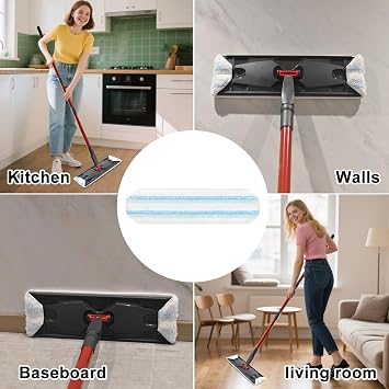 O-Cedar H2prO Flat Mop System Replacement Mop Pad Replacement Microfiber Mop Replacement Head O-Cedar/Vileda H2prO Flat Mop, Washable Reusable Mop Pad Refill, Deep Cleaning Pack of 4