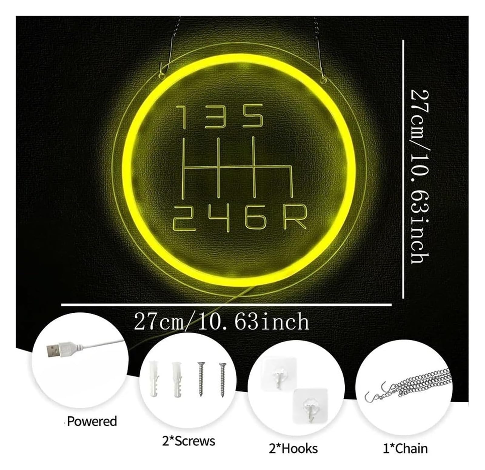 lampe au néon Panneau lumineux avec compteur de pour vitesse pour garage, magasin, décoration murale 27 x cm