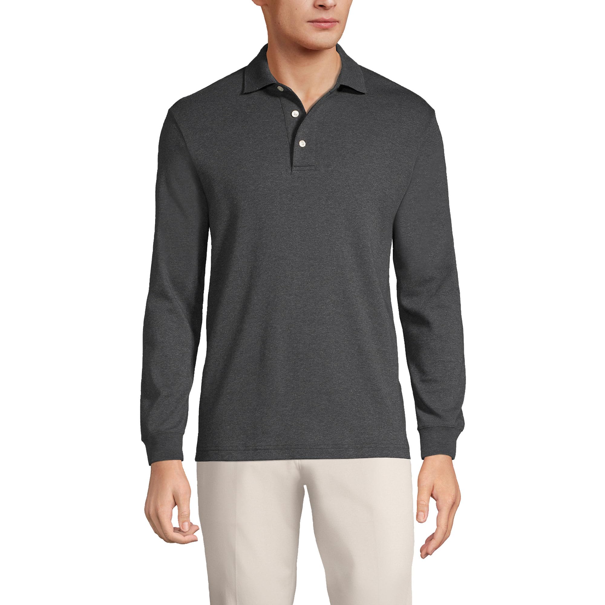 Lands' End Men's Long Sleeve Cotton Supima Polo Shirt