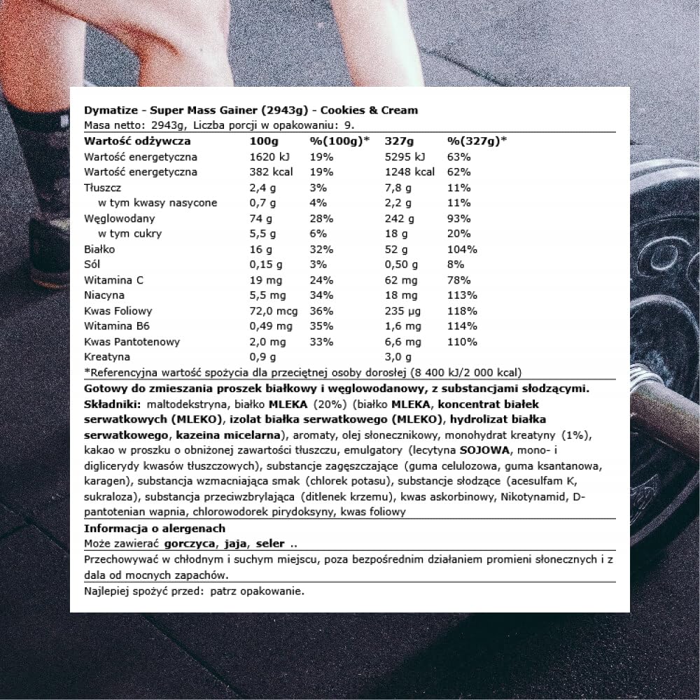Dymatize Super Mass Gainer Cookies & Cream 2,9 kg - Poudre Weight-Gainer + Glucides BCAA et Caséine