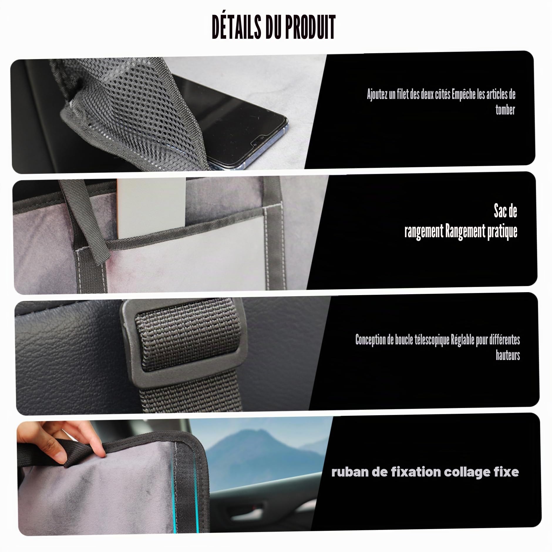 Lit de voiture banquette arrière, lit pour la voiture, matelas de lit de voiture non inflatable, matelas de lit de voiture pliant, matelas de camping portable avec fonction de rangement, matelas de v