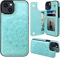 Vista 23 de MMHUO Funda para iPhone 14 con tarjetero y parte trasera magnética de flores para iPhone 14, funda protectora para iPhone 14, color oro rosa