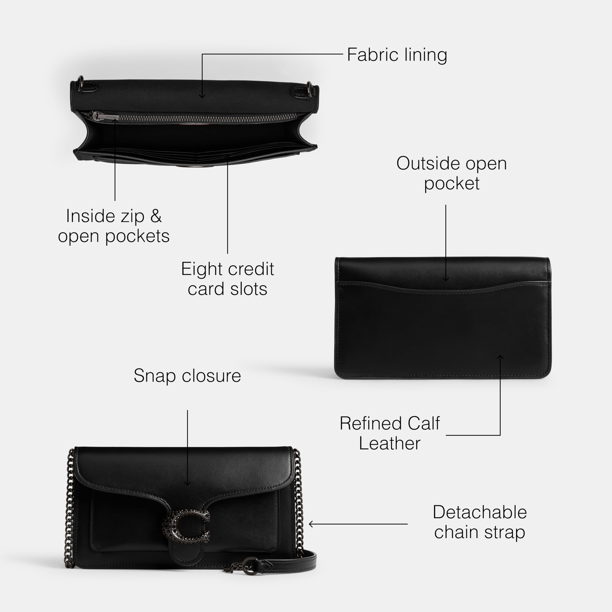 Polished Pebble Leather Tabby Chain Clutch: Coach Tabby Chain Clutch