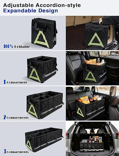 Miniatura 6 de Organizador de maletero de automóvil de 100 litros con tapa plegable y bolsa de refrigeración extraíble, bolsa de panel Molle, triple ángel