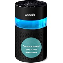 SereneLife Portable Air Purifier | Small Air Purifier For Home, Allergies, Pet Hair &amp; Bedrooms | Filter Change Reminder &amp; Aroma Box | Filtration Removes Dust, &amp; Smoke Odor | Timer &amp; Sleep Mode | Black