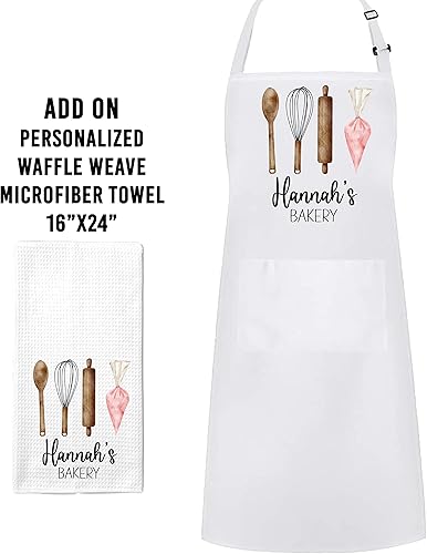 Miniatura 6 de Delantal de cocina personalizado para hornear con dos bolsillos, correa ajustable para el cuello para cocina, y hornear, herramientas de panadería,