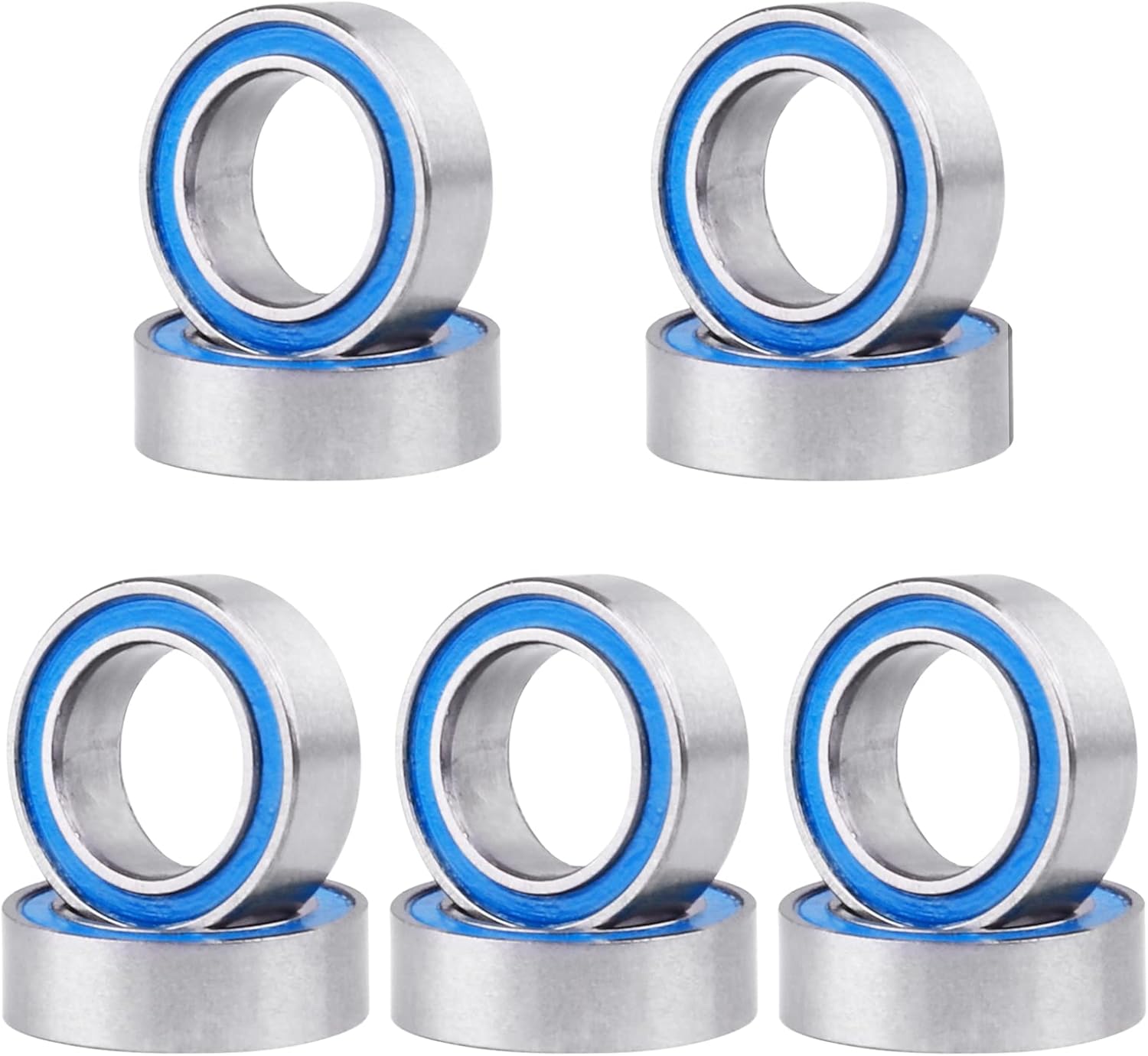 RC Ball Bearings 10-Pack Bearing Steel and Double Rubber Sealed Miniature Deep Groove Ball Bearings (10x15x4mm)