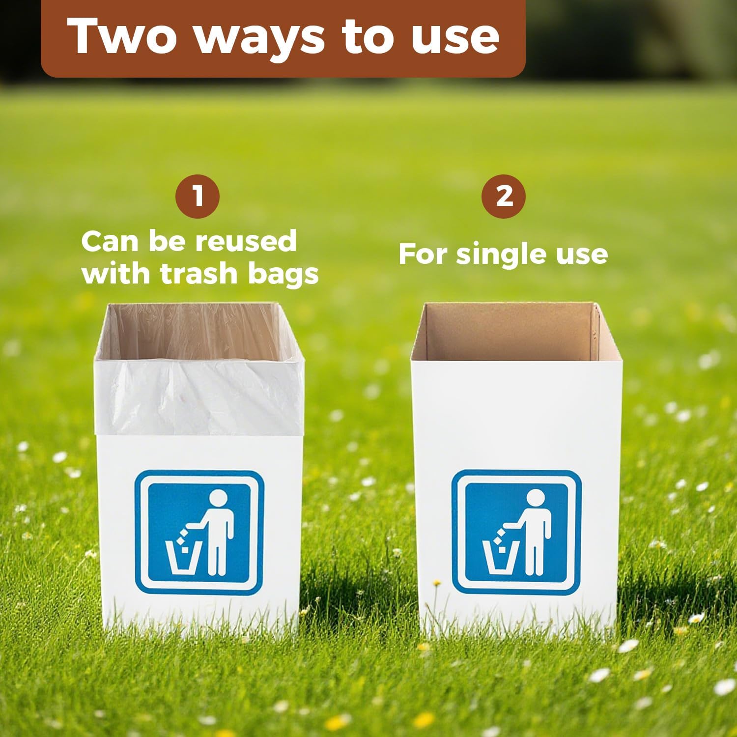 13 Gallon Cardboard Trash cans for Events (Pack of 10)， with 20 Liners Included，Be applicableOutdoor Events pop up Trash cans for Parties，Reusable Portable Garbage Can，in-Home Recycling Bins