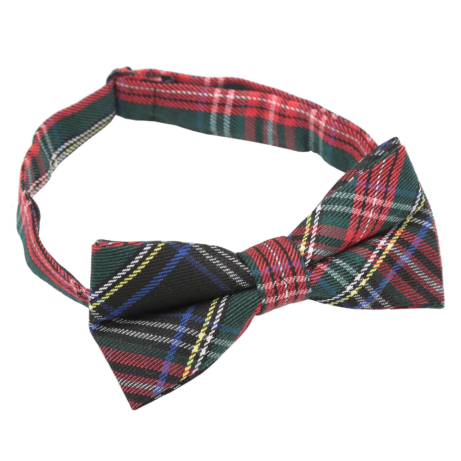 DQT Mens Tartan Plaid Pre-Tied Bow Tie – Adjustable Wedding & Formal Bowtie - Red/Green