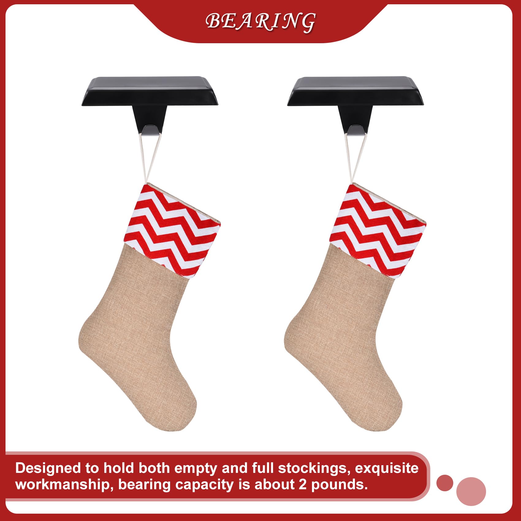 Sunshane Lot de 5 supports de chaussettes de Noël en métal pour décoration de fête de Noël (noir, 5)