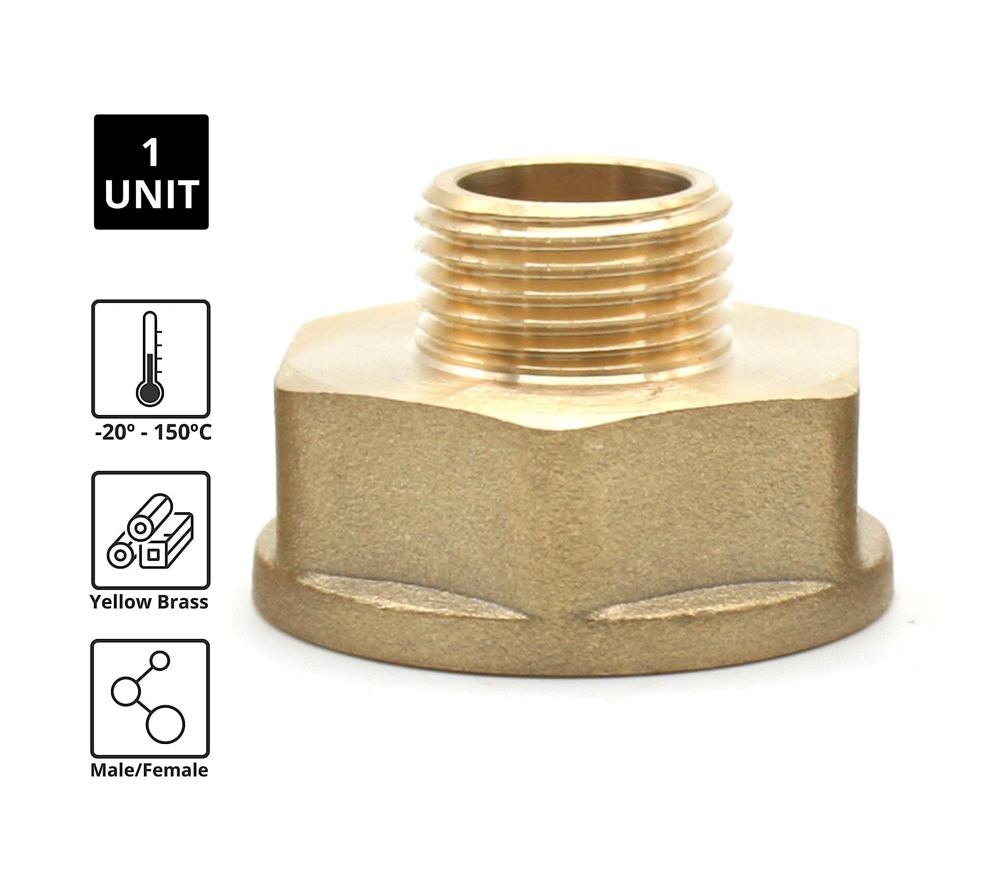 DOJA Barcelona | Messing Muffe | 1 | Pack 4 | Rohrverbinder Innengewinde | Verschraubung für Luft, Wasser, Gas, Kraftstoff, Öl, Gas, Öl, Luft | Adapter für die gute Rohrumlaufgewährleistung DOJA Barcelona | Messing Muffe | 1 | Pack 4 | Rohrverbinder Innengewinde | Verschraubung für Luft, Wasser, Gas, Kraftstoff, Öl, Gas, Öl, Luft | Adapter für die gute Rohrumlaufgewährleistung