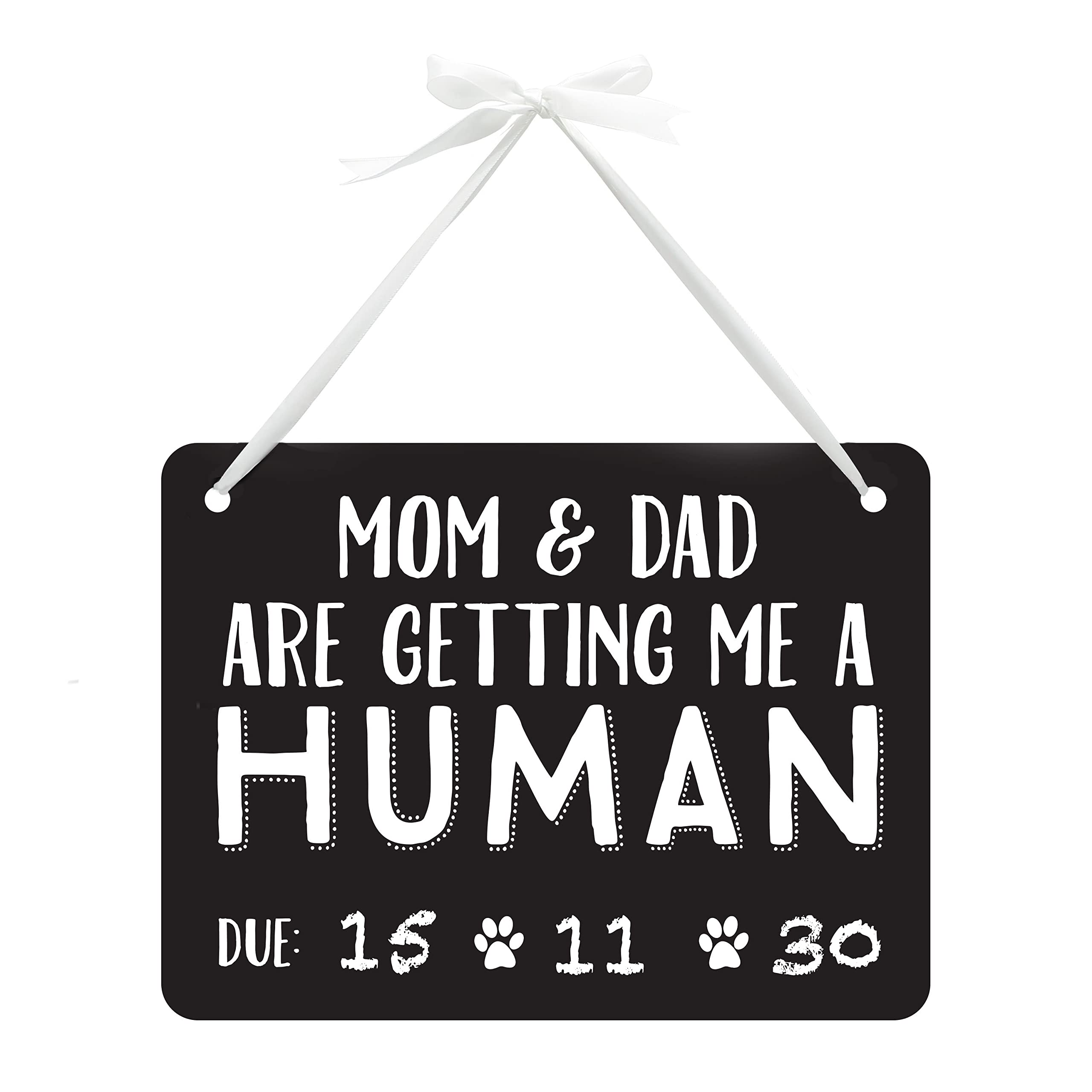 Pearhead Pet Pregnancy Announcement Chalkboard Photo Prop, ‘Mom & Dad Are Getting Me A Human,’ New Baby Sign for Dog or Cat, 6" x 8"