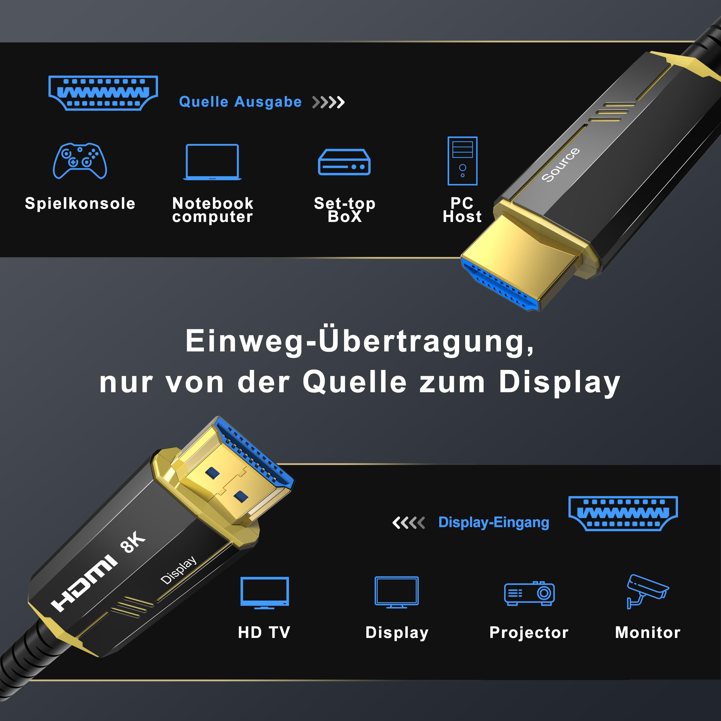 8K対応 HDMIファイバーオプティカルケーブル 20m ブラック 黒 Amazon.co.jp: DGHUMEN 8K HDMI光ファイバーケーブル 20M 光ファイバー