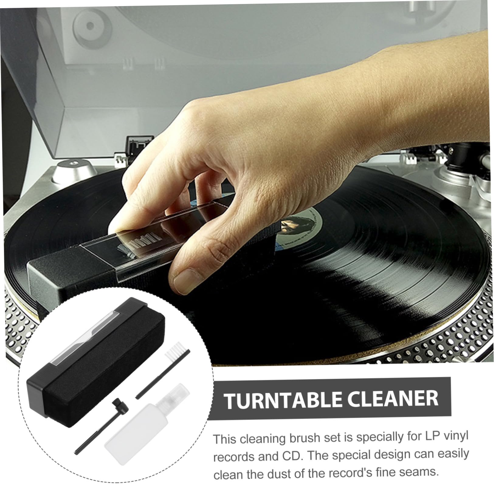 Kit de Limpieza para Discos de Vinilo y Proteger Discos para Prolongar Vida Útil de Aguja Cepillo de Plástico y Esponja, Limpiador Líquido