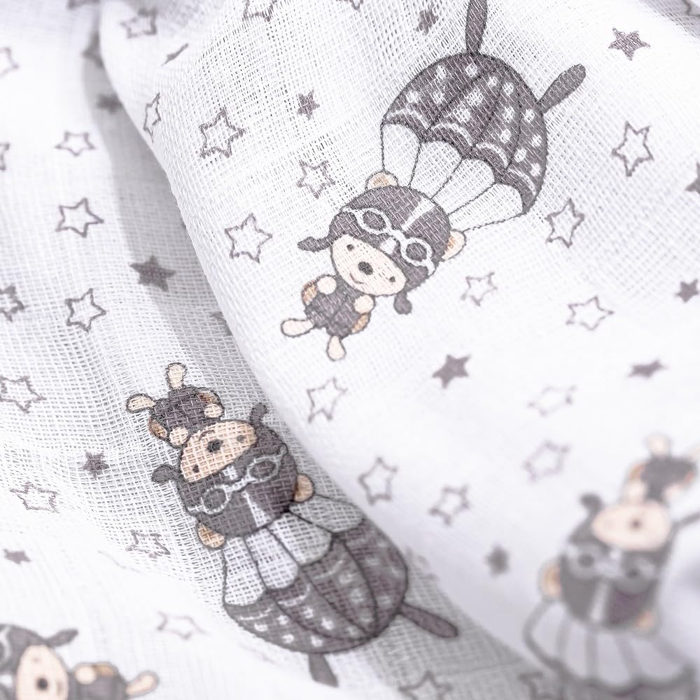 Interbaby Muselinas Bebe Algodon 80x80cm | Pack 3 Gasas para Bebes Recien Nacidos, Lactancia, Toalla, Manta | Muselinas Bebe Cómoda, Suave, Transpirable | Diseño Paracaidista Gris — view 5