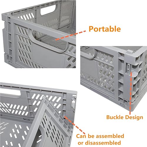 Miniatura 3 de HAN SHENG 2 cestas de almacenamiento apilables plegables para cajones organizadores, cajas para el hogar, cocina, aula, escritorio, organización de