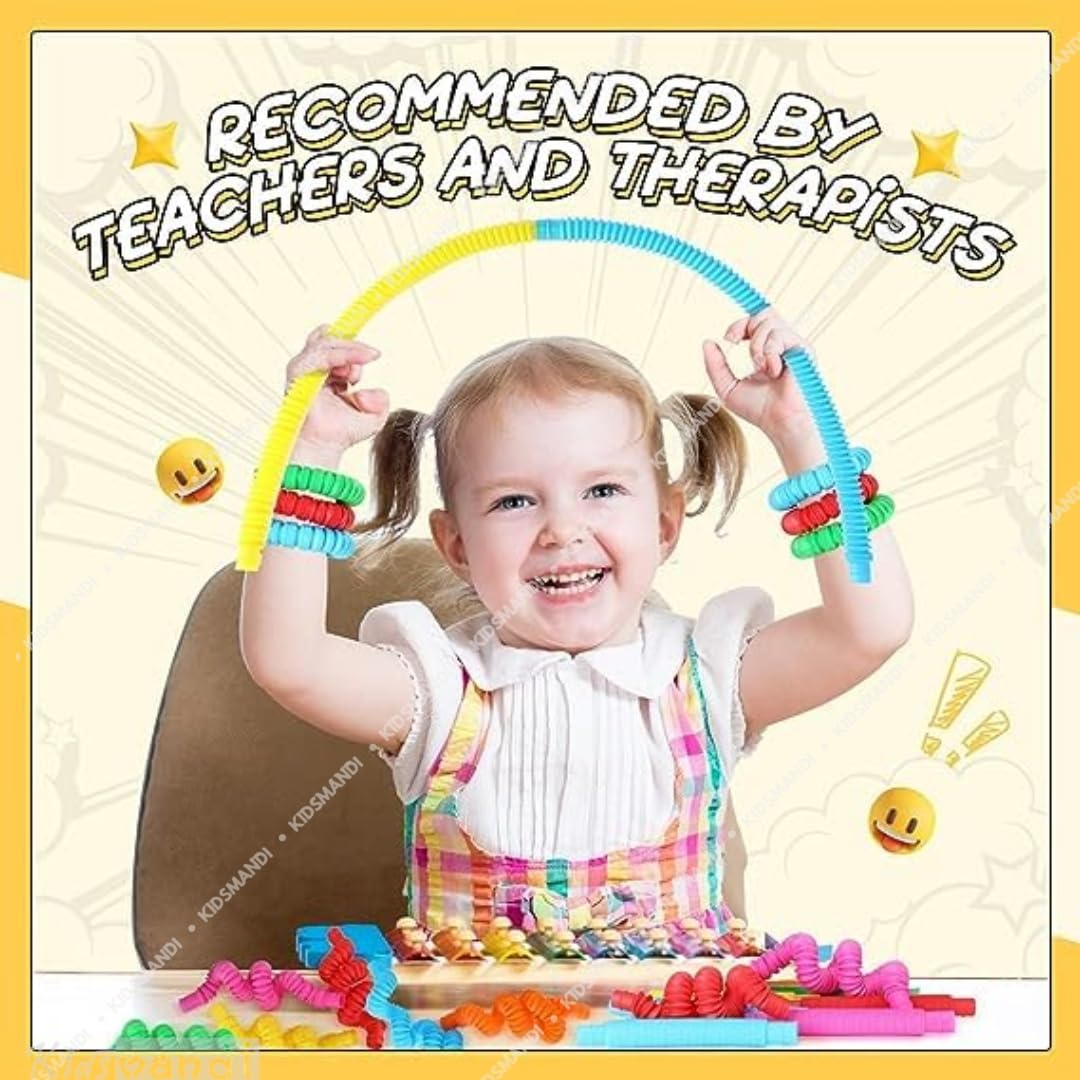 Kids Mandi Pop Tubes | Sensory Fidget Toys for Stress Relief | Bend, Stretch & Connect | Perfect for Toddlers & Special Needs Sensory Play (Pack of 3) 3
