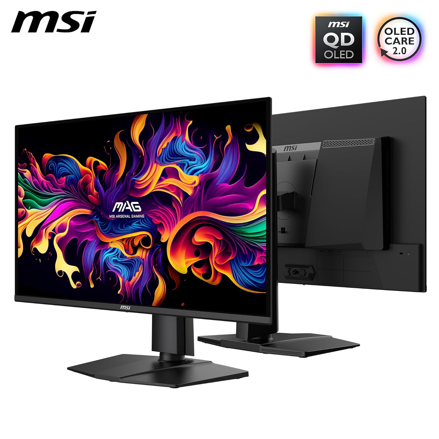 msi MAG 274QP QD-OLED X24 27-inch 2560 x 1440 (QHD) Gaming Monitor, 240Hz, Adaptive-Sync, HDMI, DisplayPort, VESA Mountable, Tilt, Height Adjustable, Speaker, 0.03ms, Black