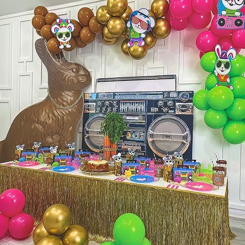 Miniatura 4 de Fun Express Awesome 80's Boom Box Stand Up - Más de 4 pies de largo - Decoración de fiesta I Love The 1980's - 1 pieza - Marrón