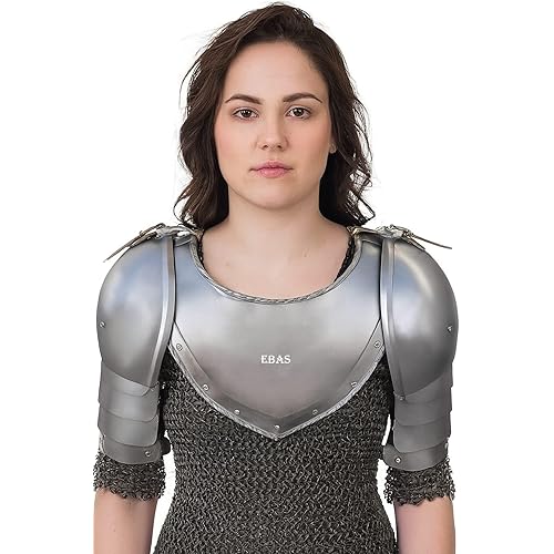 ebas Medieval Knight Steel Breastplate Armor with Shoulder Pauldrons – Handcrafted LARP, Cosplay & Reenactment Chestplate
