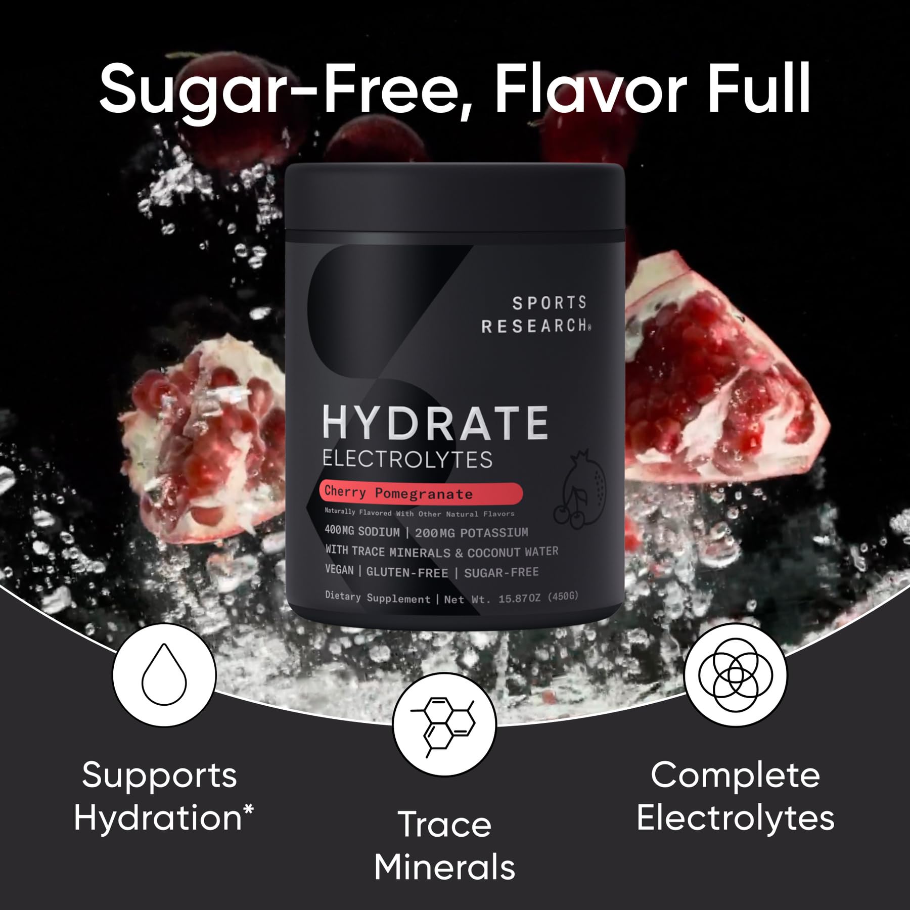 Sports Research® Hydrate Electrolytes Cherry Pomegranate, 90 Servings — Amazon image 3