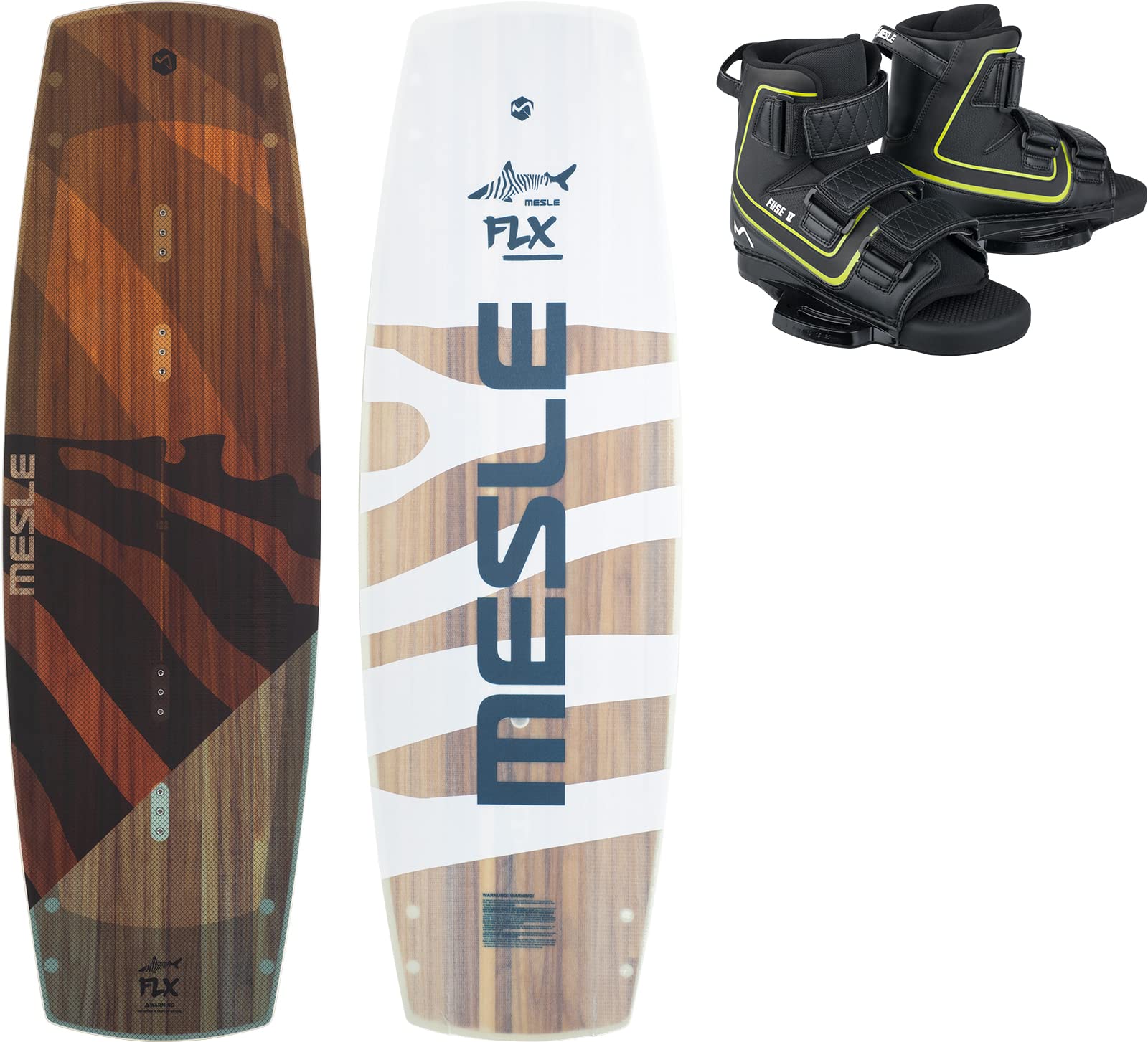 MESLE Wakeboard Set FLX mit Fuse Bindung, Flex Wakeboard für Obstacles mit Slider Base, Seilbahn Board für Fortgeschrittene bis Profis