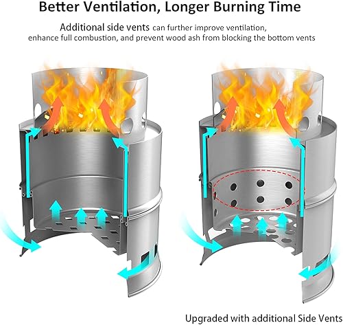 Miniatura 3 de TOMSHOO Estufa de leña plegable portátil a prueba de viento estufa compacta de alcohol de acero inoxidable estufa al aire libre camping senderismo