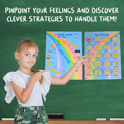 Miniatura 5 de Thought-Spot Póster de Sentimientos "Sé Qué Hacer" para Primaria, Autismo y TDAH Ayuda a los Niños a Identificar Estados de Ánimo y Tomar Decisiones